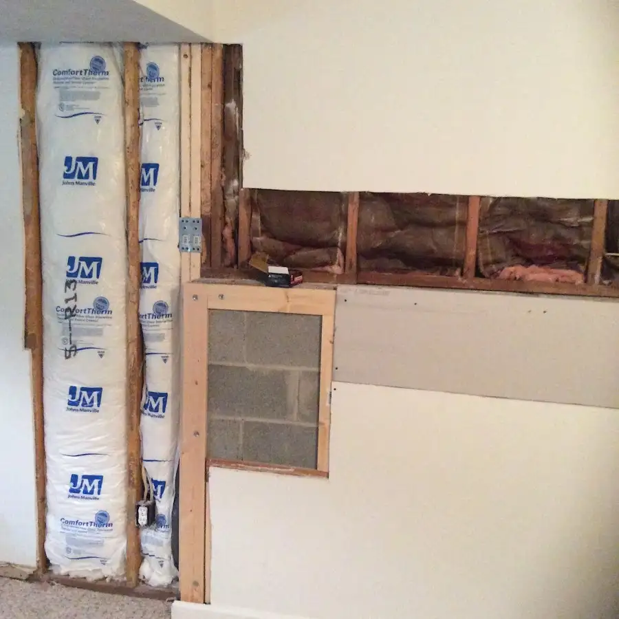 Wall insulation replacement during Basement Flood Cleanup in Naples Manor